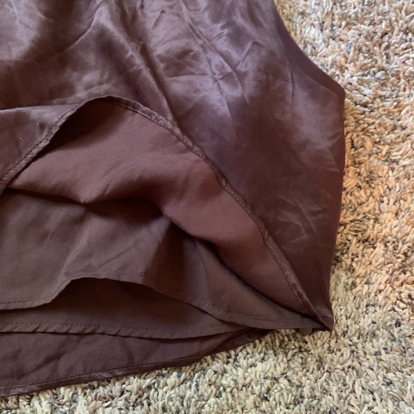 NWOT Zara Small Brown Satin Asymmetrical Top - Picture 8 of 11